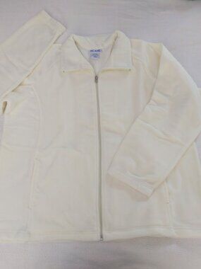 Blair Cream/Ivory Full Zip Fleece Jacket Size 3X Collar Pockets NEW Cozy Outdoor